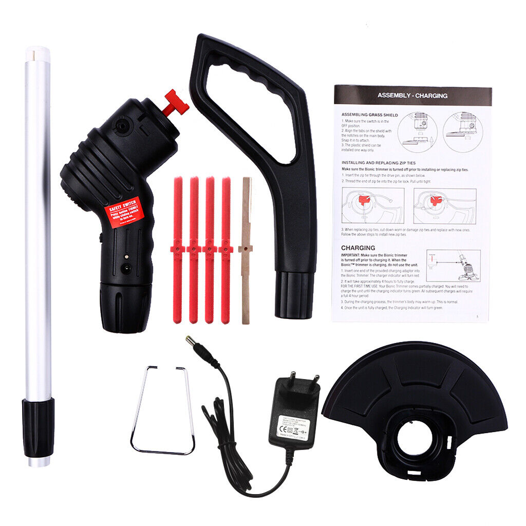 Electric cordless grass trimmer, batteries and charger included