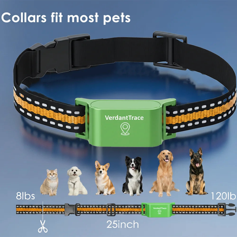 4G Pet GPS Tracker Smart Wearable Collar for Dogs Cats Real-Time GPS Wi-Fi Location Tracking IP67 Waterproof  No subscription