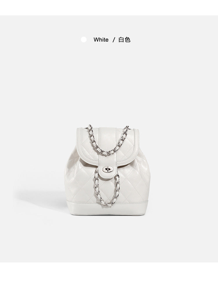 2026 New Korean Style Fashionable Quilted Chain Casual Women's Backpack, Chanel-Style Versatile Backpack
