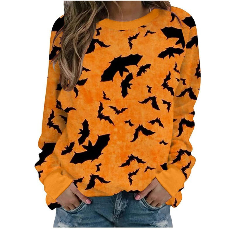 Foreign Trade Cross-border Autumn and Winter New Halloween 3D Digital Printing European and American Women's Crewneck Casual Long Sleeve Sweatshirt