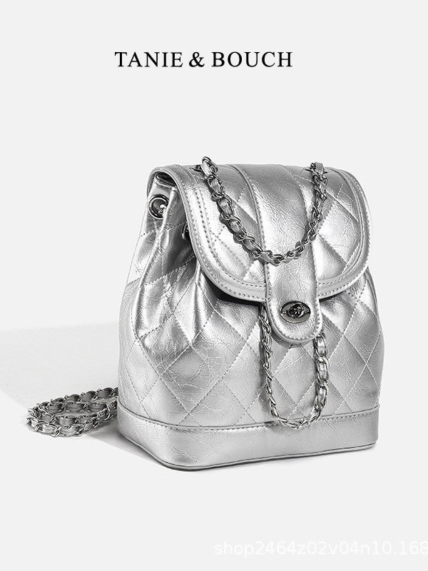 Sac à dos décontracté matelassé à chaîne pour femme, style coréen, tendance 2026, sac à dos polyvalent style Chanel