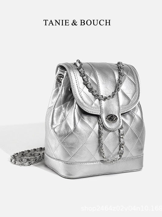 Sac à dos décontracté matelassé à chaîne pour femme, style coréen, tendance 2026, sac à dos polyvalent style Chanel