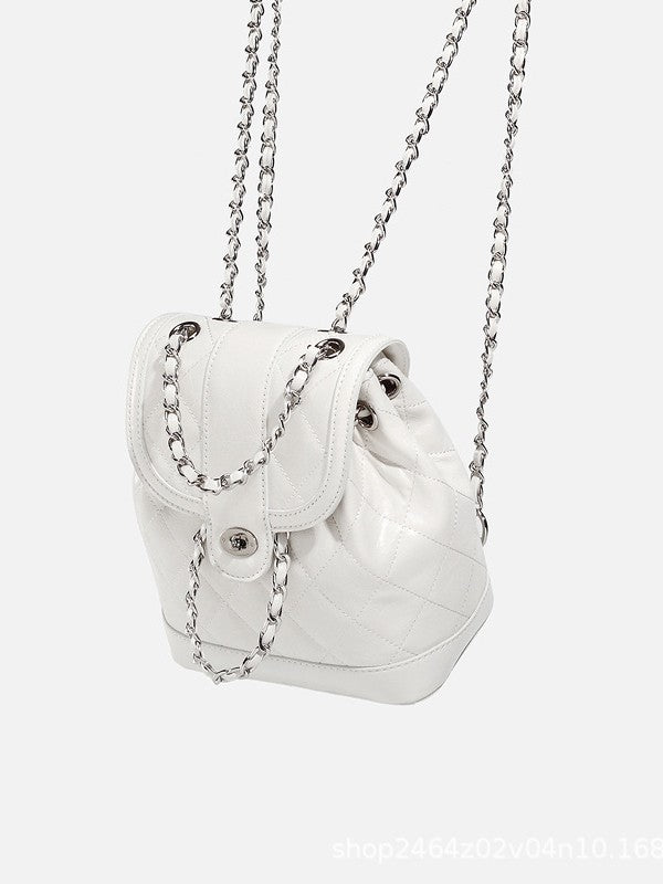 Sac à dos décontracté matelassé à chaîne pour femme, style coréen, tendance 2026, sac à dos polyvalent style Chanel