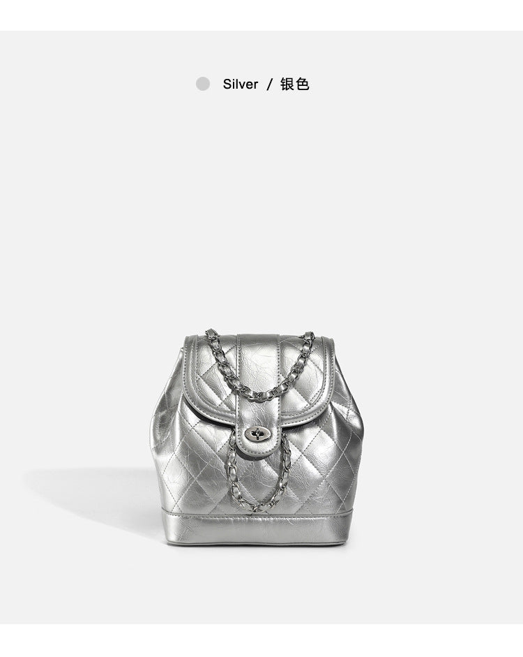2026 New Korean Style Fashionable Quilted Chain Casual Women's Backpack, Chanel-Style Versatile Backpack