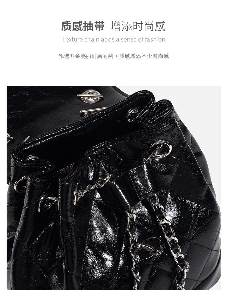 2026 New Korean Style Fashionable Quilted Chain Casual Women's Backpack, Chanel-Style Versatile Backpack