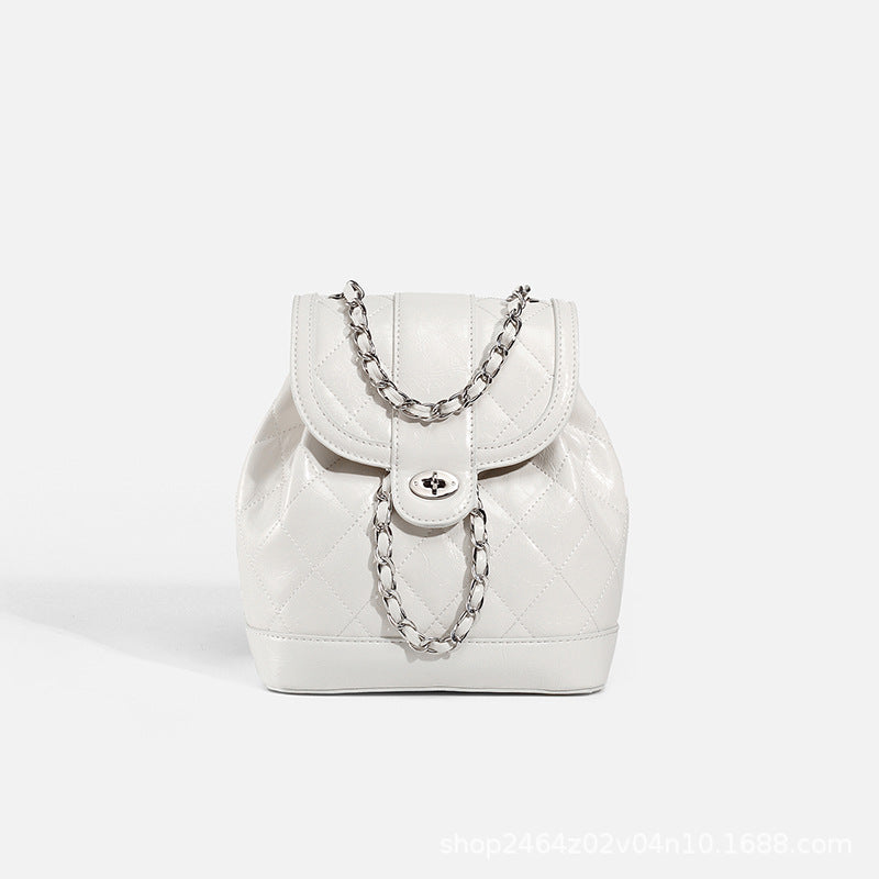 Sac à dos décontracté matelassé à chaîne pour femme, style coréen, tendance 2026, sac à dos polyvalent style Chanel
