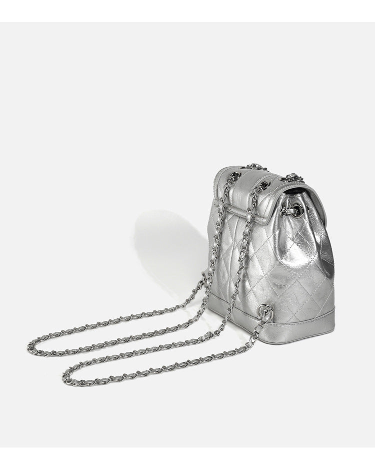 2026 New Korean Style Fashionable Quilted Chain Casual Women's Backpack, Chanel-Style Versatile Backpack