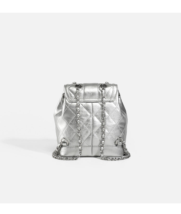 Sac à dos décontracté matelassé à chaîne pour femme, style coréen, tendance 2026, sac à dos polyvalent style Chanel