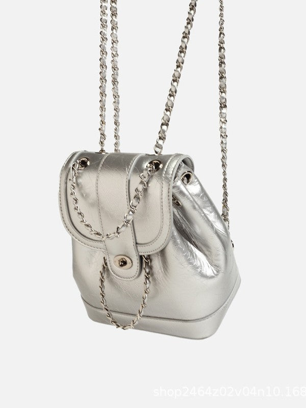 Sac à dos décontracté matelassé à chaîne pour femme, style coréen, tendance 2026, sac à dos polyvalent style Chanel