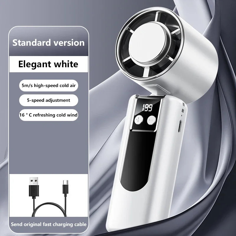 Ventilateur de refroidissement haute vitesse Lenovo 199 vitesses avec affichage numérique de la charge USB, grande turbine éolienne, ventilateur portable de poche, mini ventilateur de refroidissement
