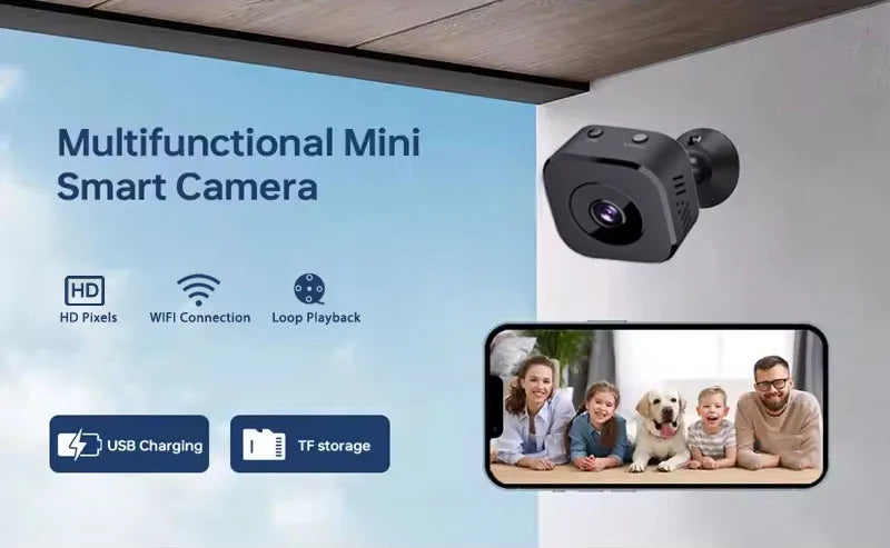 Caméra de sécurité HD Mini Vision nocturne couleur Haute définition Moniteur WiFi Étanchéité Détection de mouvement Surveillance Maison intelligente