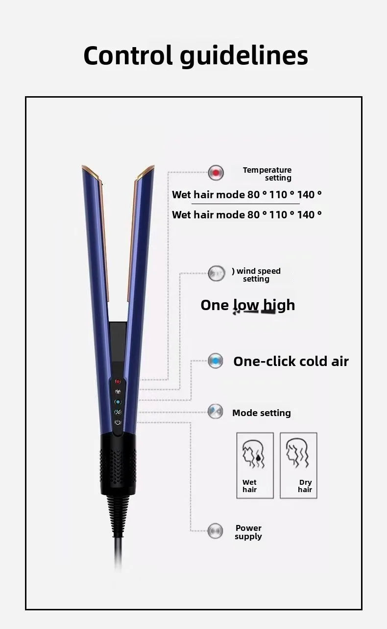 2in1 Professional Hair Straightener Curling Hair Dryer 110000 RPM Dry Air Anion Portable Wet & Dry Straightener HT01 For Dysons