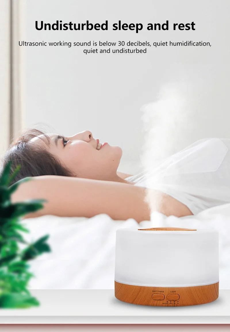 700ml Large Capacity Wood Grain Aromatherapy Humidifier Intelligent  Fog Aromatherapy Diffuser Colorful Night Light Air Purifie