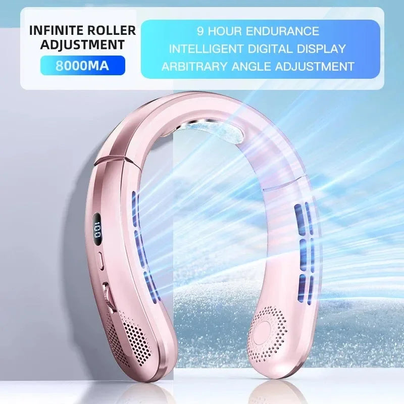 Ventilateur de cou portable sans pales Lenovo 8000 mAh, ventilateur de tour de cou, affichage numérique, refroidisseur d'air portable, ventilateur électrique rechargeable USB