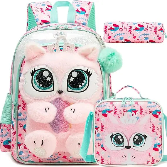 Sac à dos scolaire fille avec trousse et sac repas