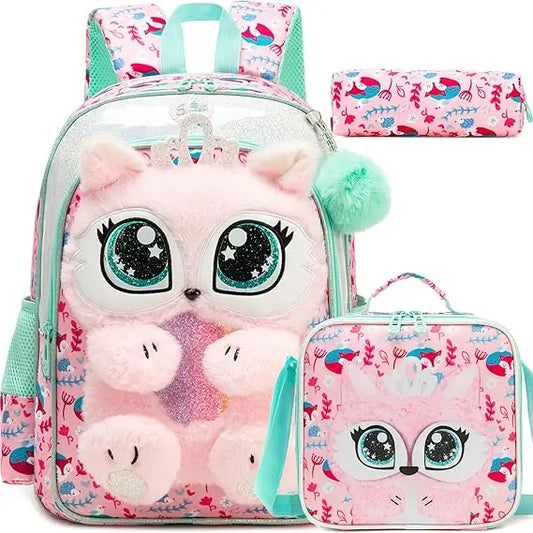 Sac à dos scolaire fille avec trousse et sac repas