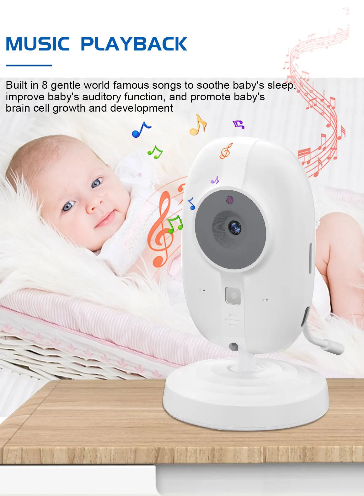 Cdycam Nouveau moniteur vidéo pour bébé sans fil 3,5 pouces Vision nocturne Surveillance de la température Audio bidirectionnel Caméra de sécurité pour bébé nounou