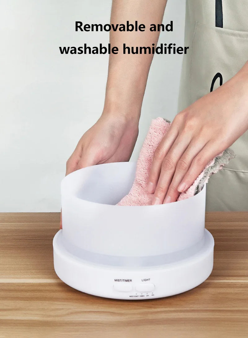 700ml Large Capacity Wood Grain Aromatherapy Humidifier Intelligent  Fog Aromatherapy Diffuser Colorful Night Light Air Purifie