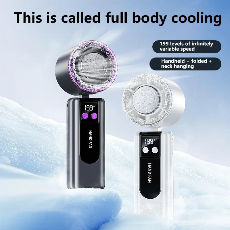 Ventilateur de refroidissement haute vitesse Lenovo 199 vitesses avec affichage numérique de la charge USB, grande turbine éolienne, ventilateur portable de poche, mini ventilateur de refroidissement