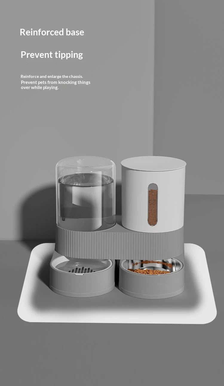 Distributeur Automatique Grande Capacité Nourriture et Eau pour Animaux Domestiques Tout-en-un Gamelle Intelligente par Gravité pour Chiens et Chats