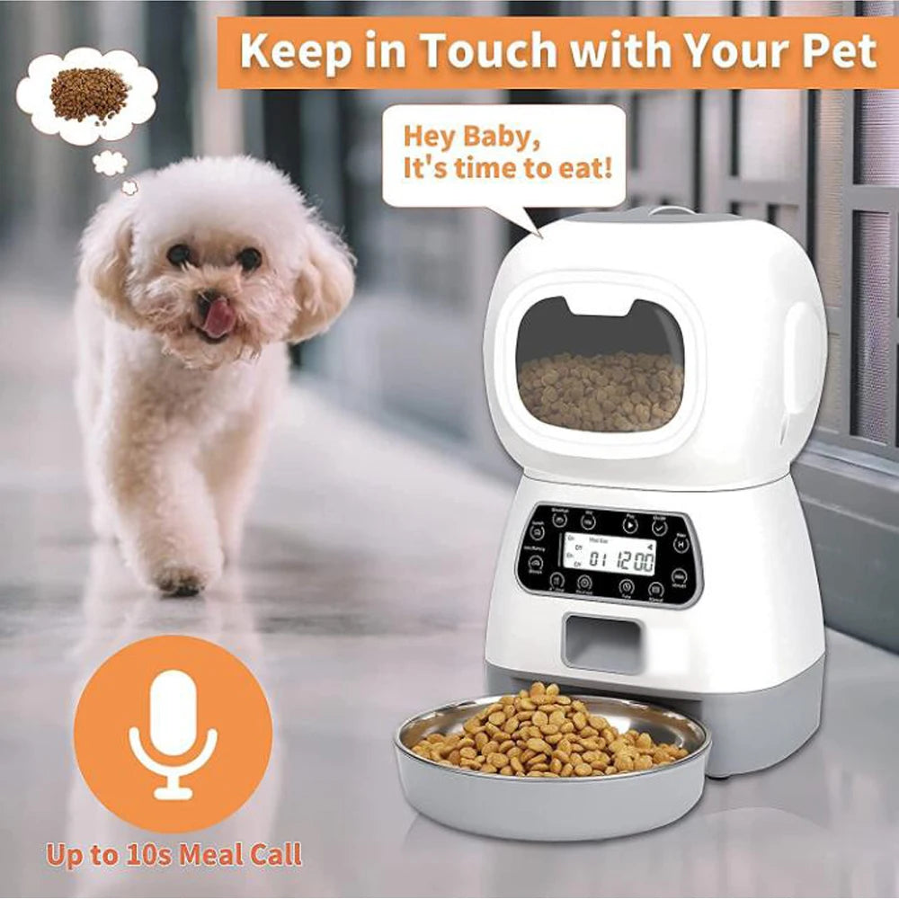Distributeur de nourriture automatique intelligent pour animaux de compagnie, chat et chien, gamelle en acier inoxydable grande capacité avec application WIFI, enregistrement vocal et programmation pour l'alimentation des animaux.