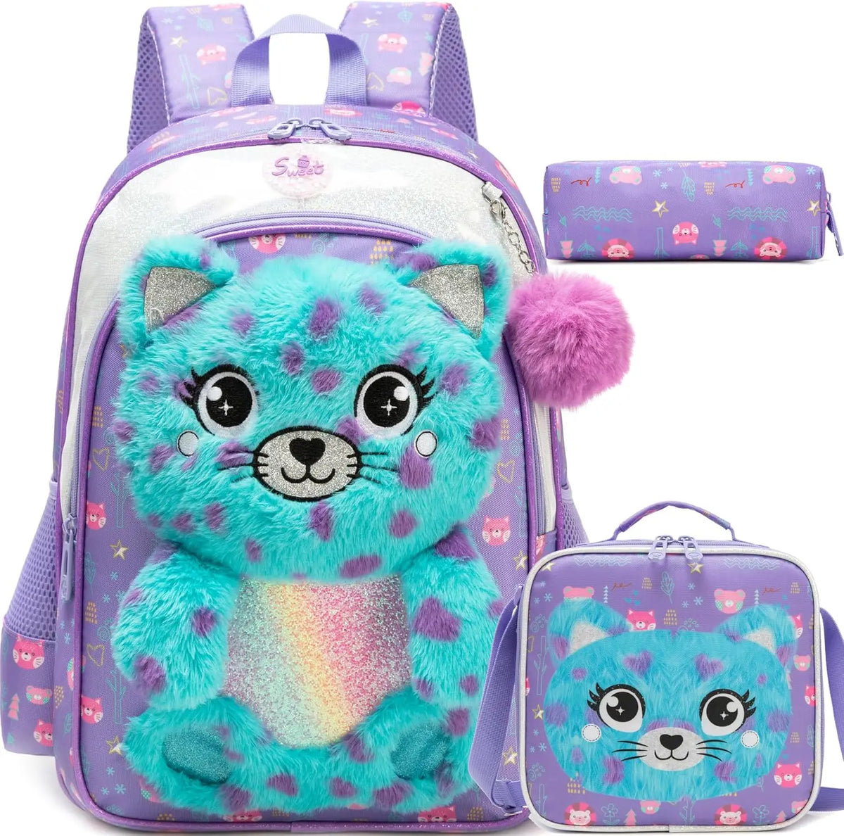 Sac à dos scolaire fille avec trousse et sac repas
