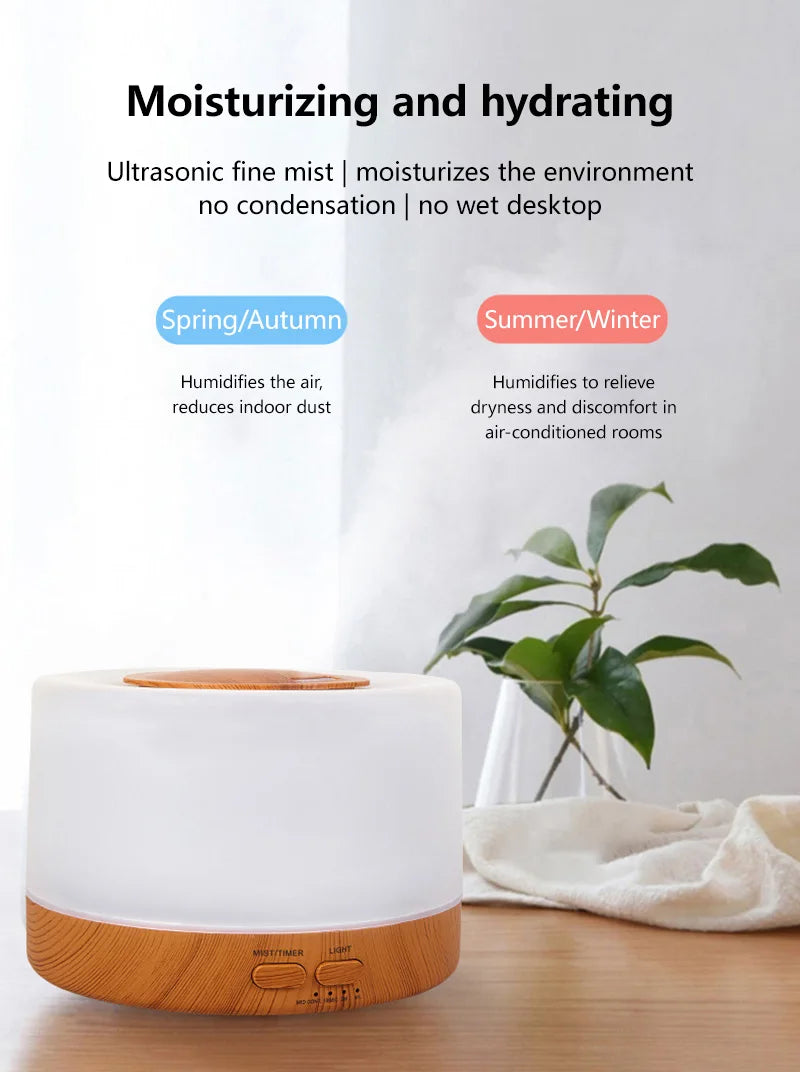 700ml Large Capacity Wood Grain Aromatherapy Humidifier Intelligent  Fog Aromatherapy Diffuser Colorful Night Light Air Purifie