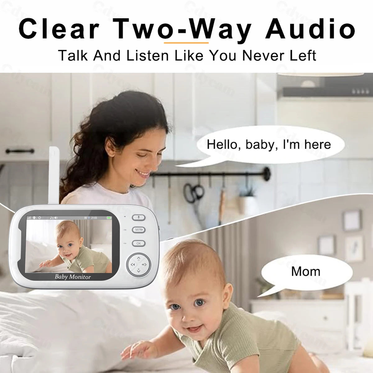 Cdycam Nouveau moniteur vidéo pour bébé sans fil 3,5 pouces Vision nocturne Surveillance de la température Audio bidirectionnel Caméra de sécurité pour bébé nounou