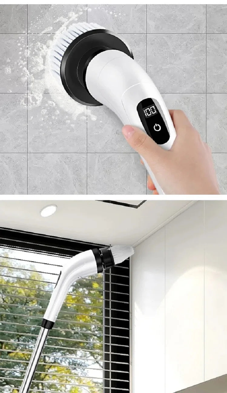 Brosse de Nettoyage Électrique Nettoyeur Rotatif Électrique 7 en 1 Outil de Nettoyage pour Cuisine/Salle de Bain/Salon Brosses à Cheveux Ménagers