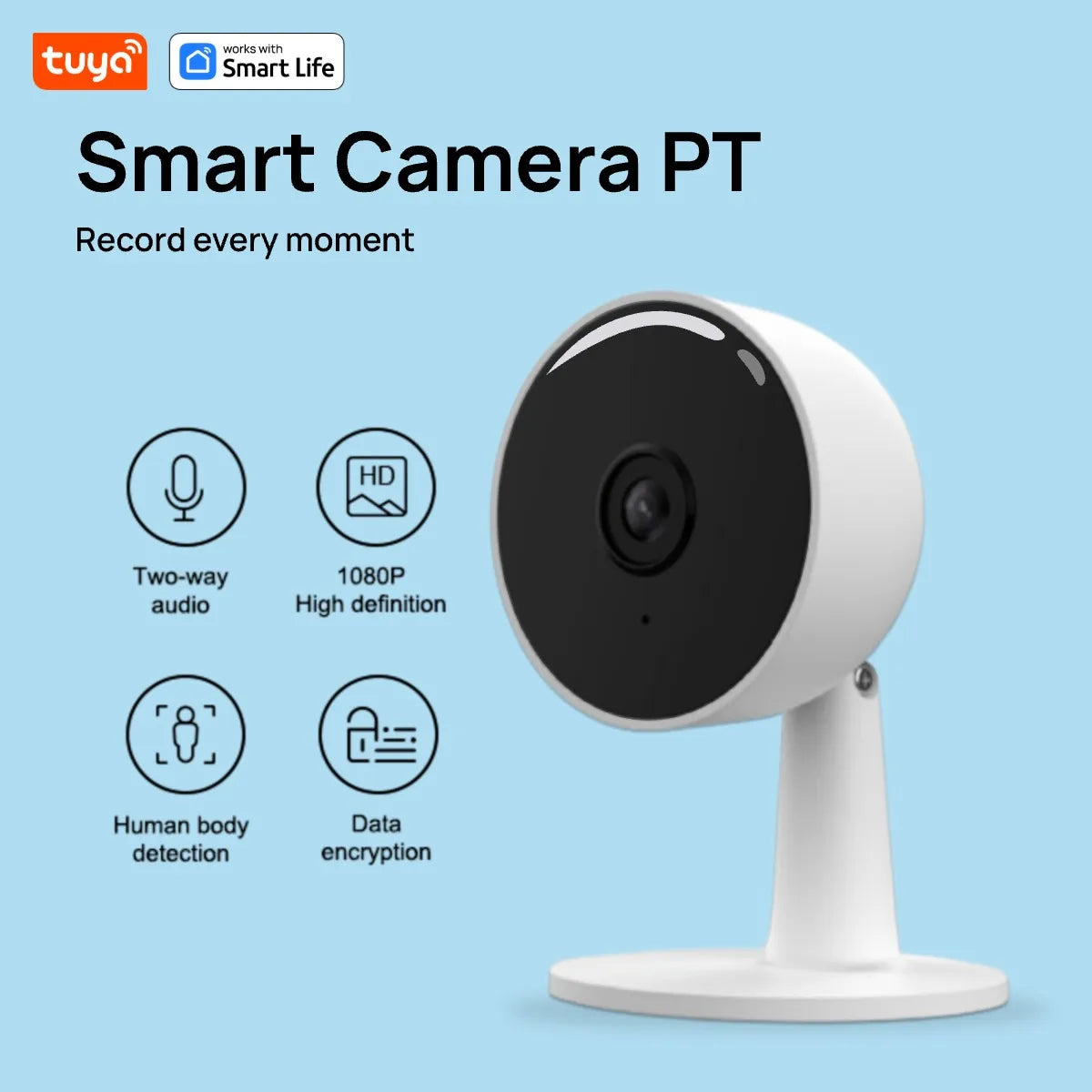 Tuya Smart 2MP HD Indoor Home Security Camera for Baby/Elder/Pet/Nanny,With Real-time APP Alert,2-Way Audio,Human body detection