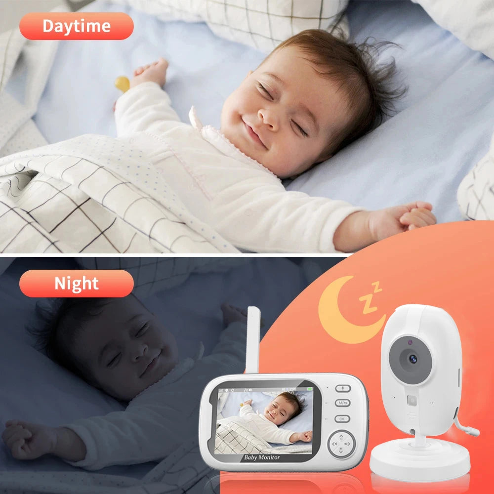 Cdycam Nouveau moniteur vidéo pour bébé sans fil 3,5 pouces Vision nocturne Surveillance de la température Audio bidirectionnel Caméra de sécurité pour bébé nounou