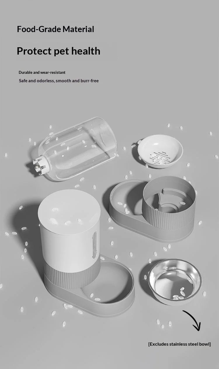 Distributeur Automatique Grande Capacité Nourriture et Eau pour Animaux Domestiques Tout-en-un Gamelle Intelligente par Gravité pour Chiens et Chats
