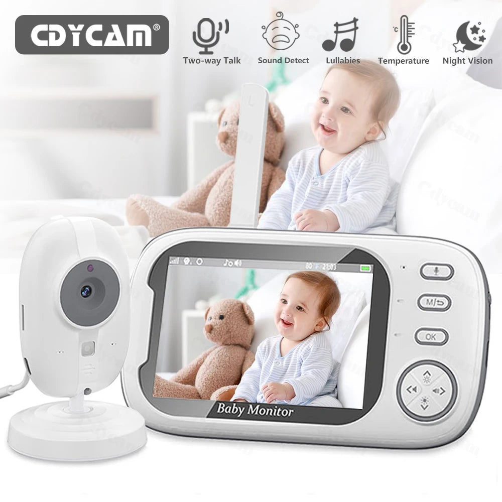 Cdycam Nouveau moniteur vidéo pour bébé sans fil 3,5 pouces Vision nocturne Surveillance de la température Audio bidirectionnel Caméra de sécurité pour bébé nounou