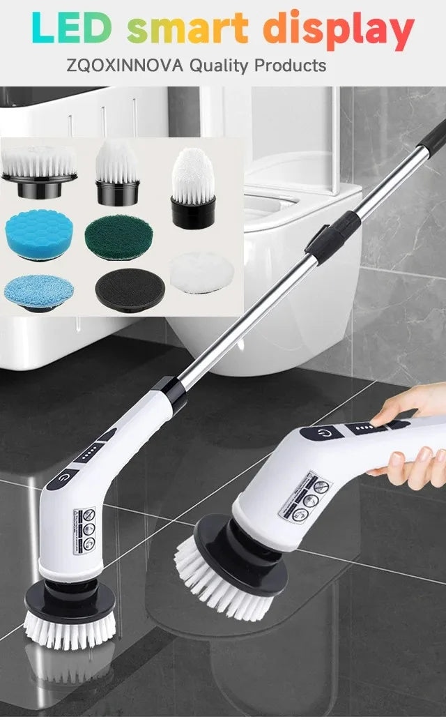 Brosse de Nettoyage Électrique Nettoyeur Rotatif Électrique 7 en 1 Outil de Nettoyage pour Cuisine/Salle de Bain/Salon Brosses à Cheveux Ménagers