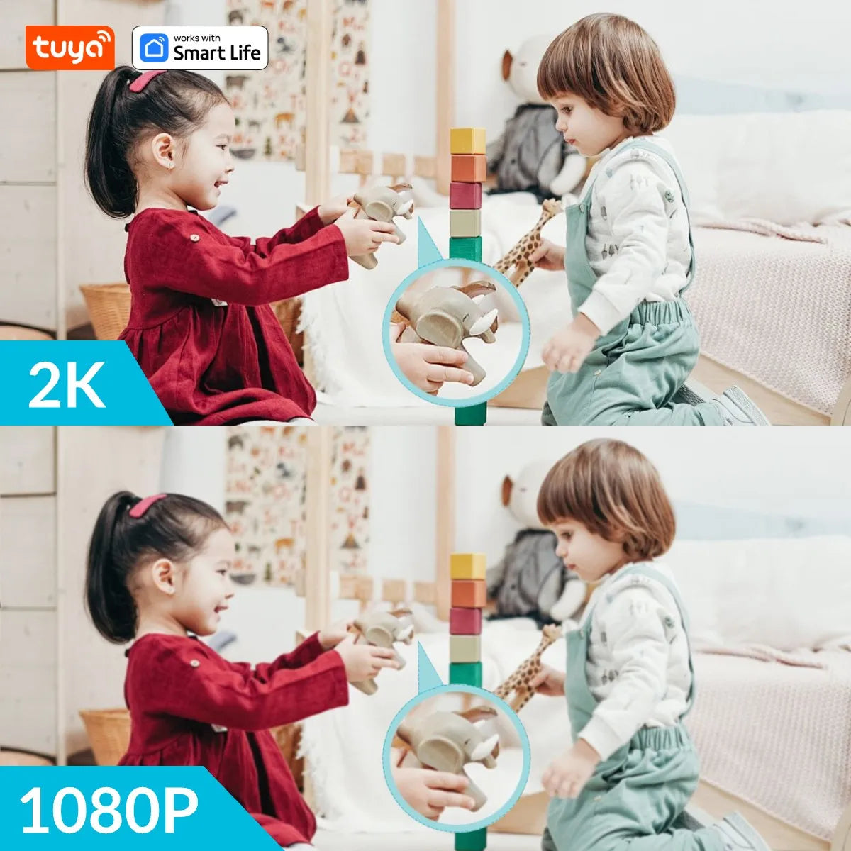 Tuya Smart 2MP HD Indoor Home Security Camera for Baby/Elder/Pet/Nanny,With Real-time APP Alert,2-Way Audio,Human body detection