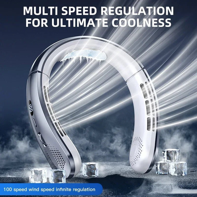 Ventilateur de cou portable sans pales Lenovo 8000 mAh, ventilateur de tour de cou, affichage numérique, refroidisseur d'air portable, ventilateur électrique rechargeable USB