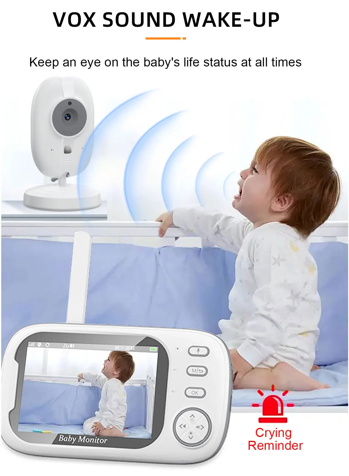 Cdycam Nouveau moniteur vidéo pour bébé sans fil 3,5 pouces Vision nocturne Surveillance de la température Audio bidirectionnel Caméra de sécurité pour bébé nounou