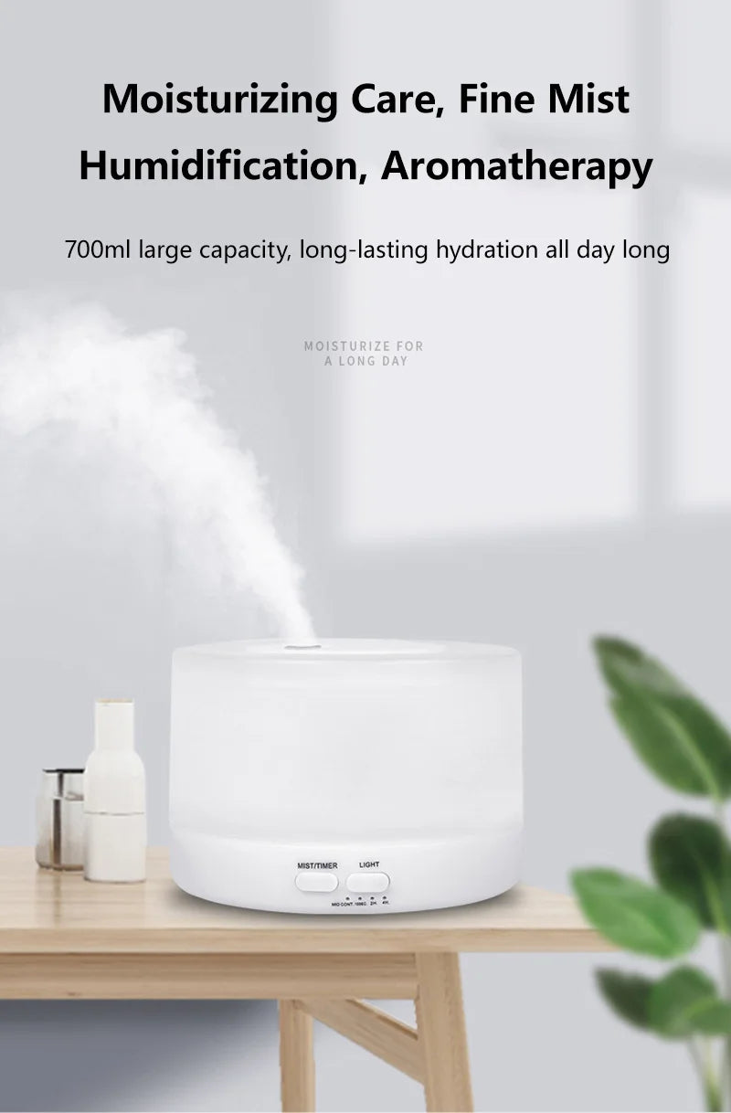700ml Large Capacity Wood Grain Aromatherapy Humidifier Intelligent  Fog Aromatherapy Diffuser Colorful Night Light Air Purifie