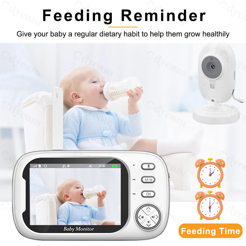Cdycam Nouveau moniteur vidéo pour bébé sans fil 3,5 pouces Vision nocturne Surveillance de la température Audio bidirectionnel Caméra de sécurité pour bébé nounou