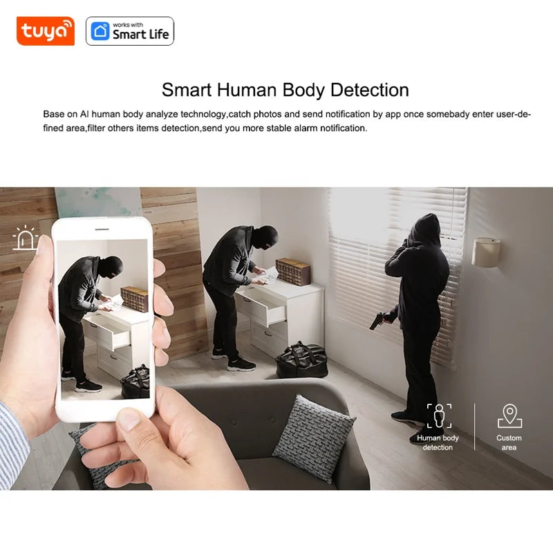 Tuya Smart 2MP HD Indoor Home Security Camera for Baby/Elder/Pet/Nanny,With Real-time APP Alert,2-Way Audio,Human body detection