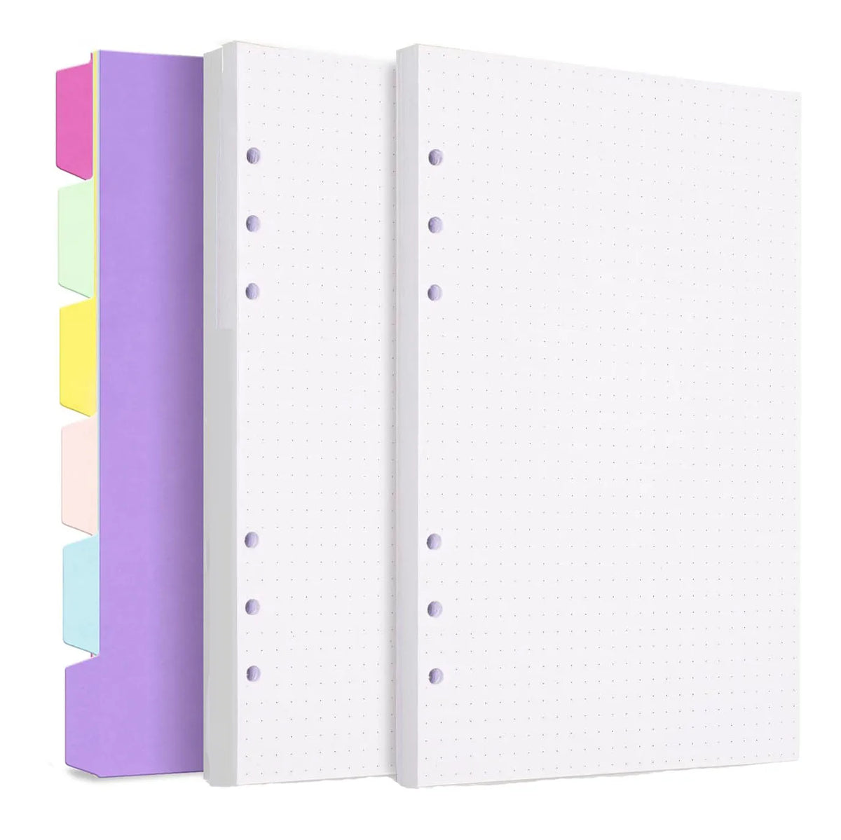 A5 Refill Paper Planner Inserts, 6-Hole Loose Leaf Paper, College Ruled Loose Leaf with Binder Dividers, Punched Notebook Refill