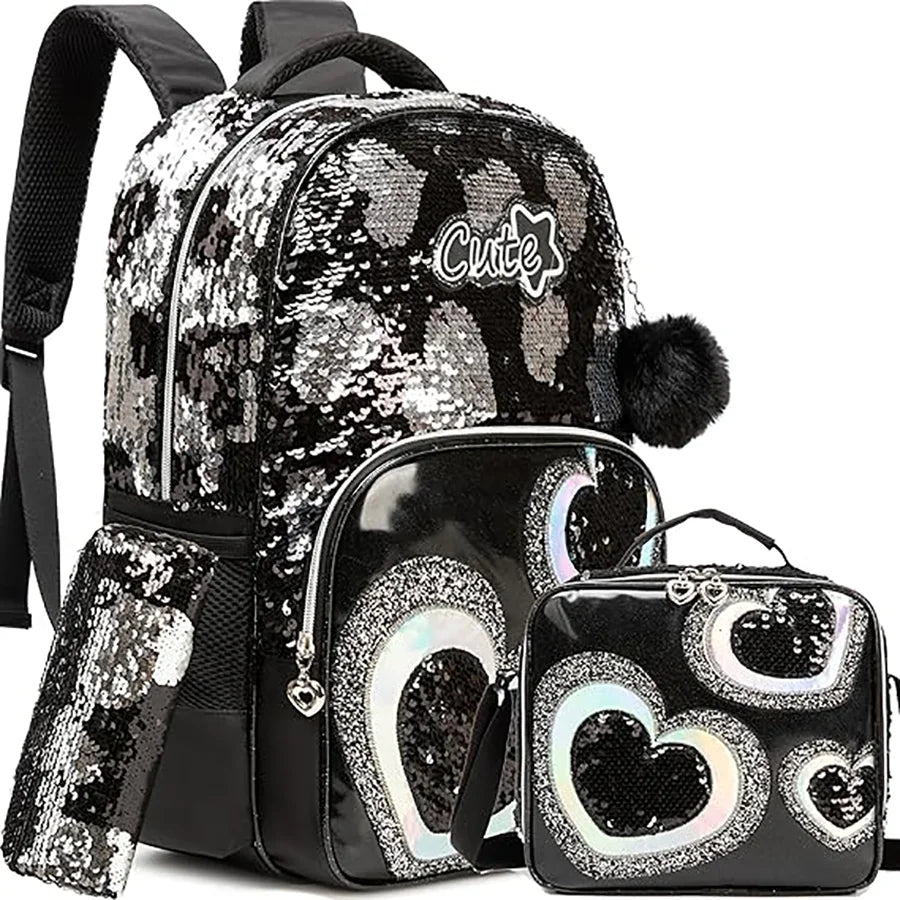 Sac à dos scolaire fille avec trousse et sac repas