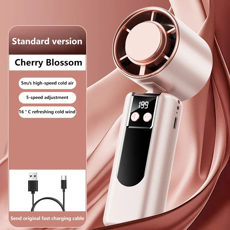 Ventilateur de refroidissement haute vitesse Lenovo 199 vitesses avec affichage numérique de la charge USB, grande turbine éolienne, ventilateur portable de poche, mini ventilateur de refroidissement