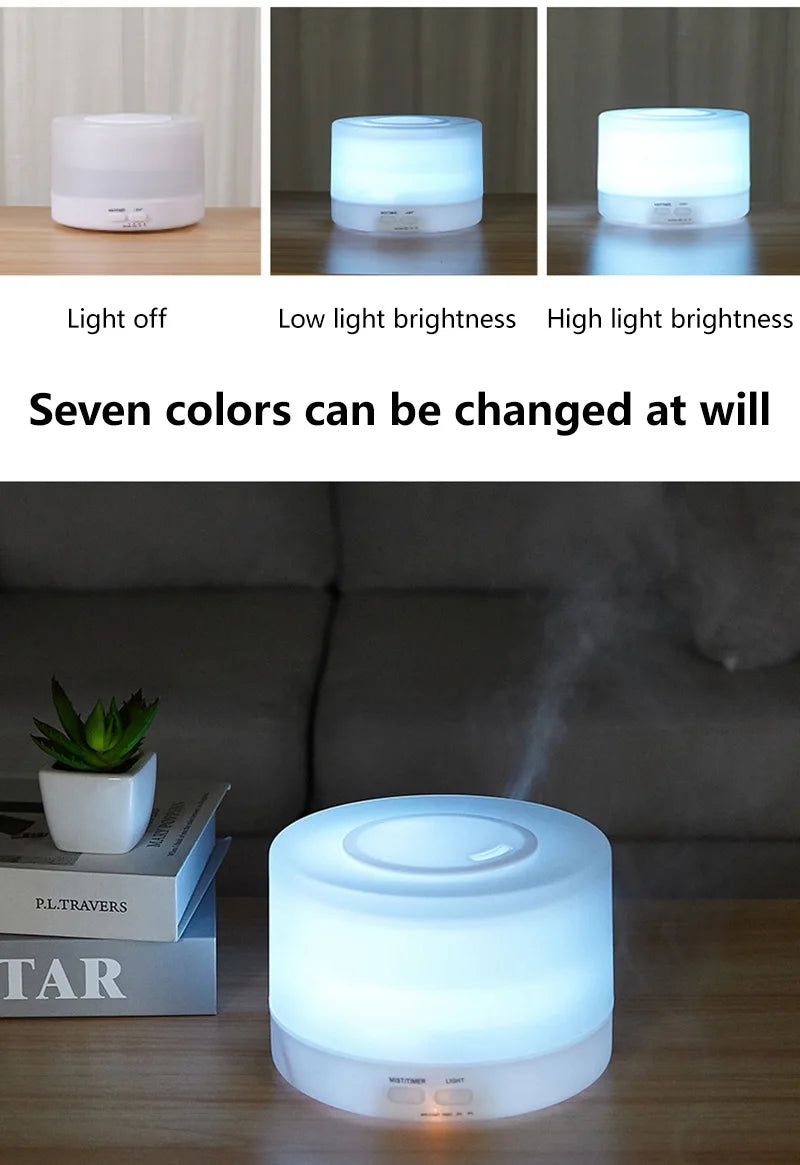 700ml Large Capacity Wood Grain Aromatherapy Humidifier Intelligent  Fog Aromatherapy Diffuser Colorful Night Light Air Purifie