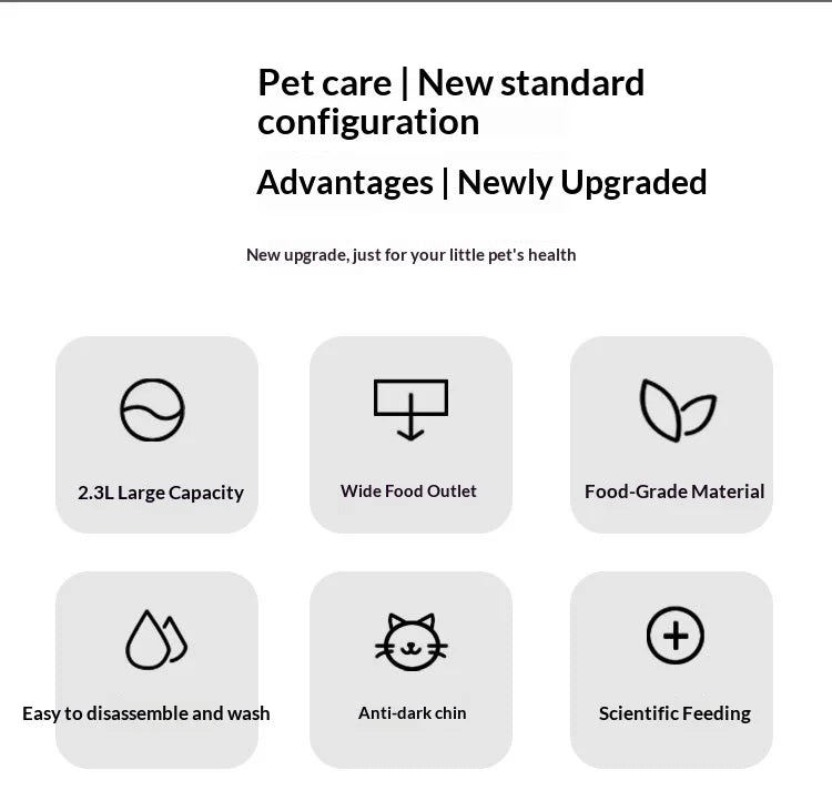 Distributeur Automatique Grande Capacité Nourriture et Eau pour Animaux Domestiques Tout-en-un Gamelle Intelligente par Gravité pour Chiens et Chats