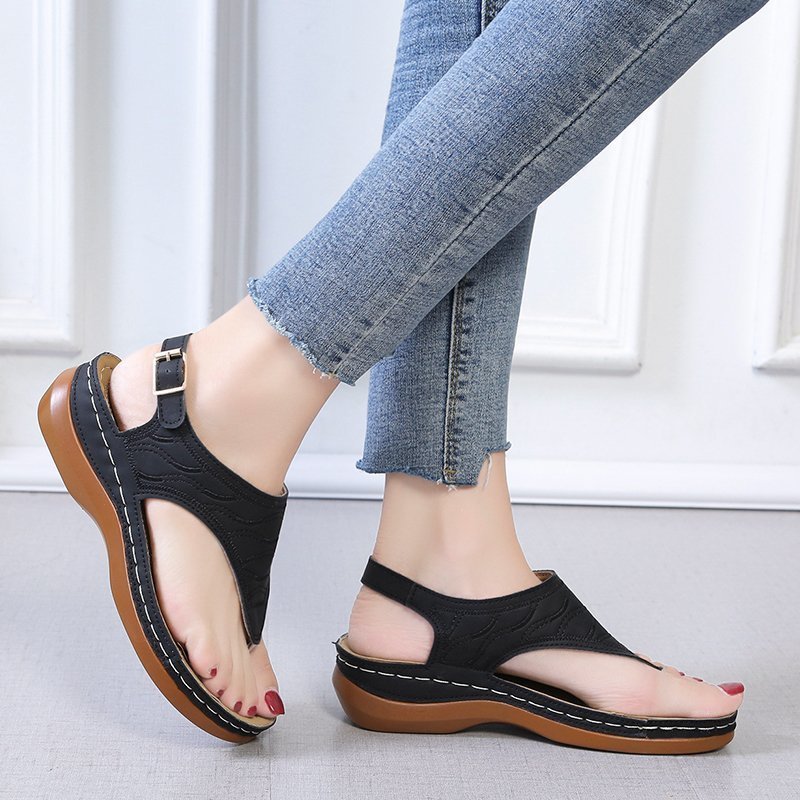 Sandales compensées femme, tongs unies