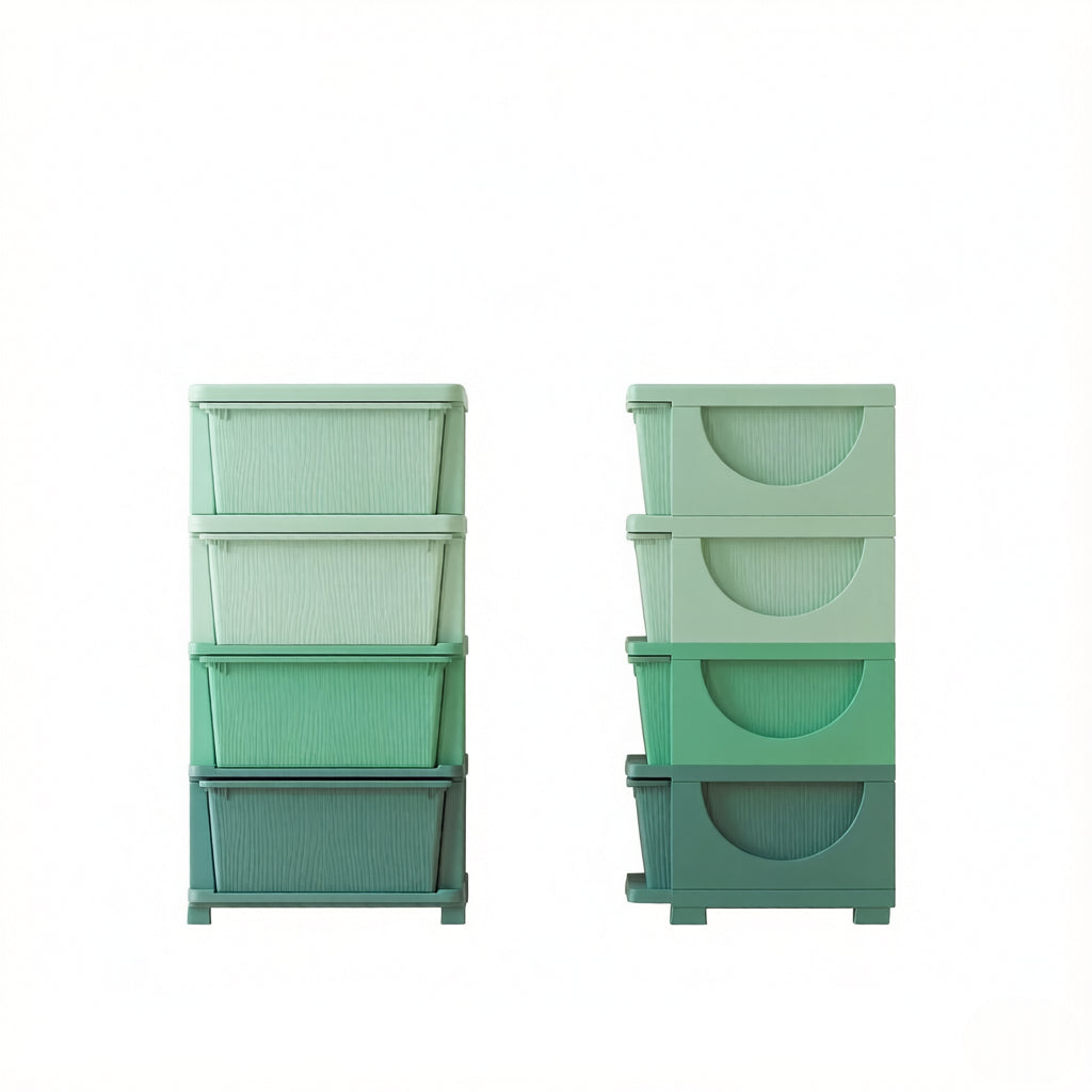 Tour de rangement à tiroirs pour jouets, enfant, vert