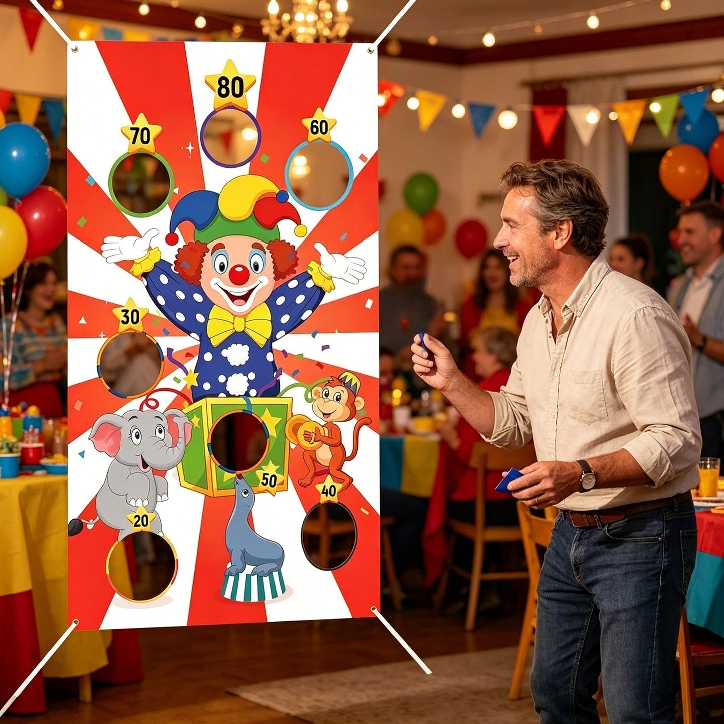 Jeu de lancer de fête avec banderole, sacs et corde 6 m