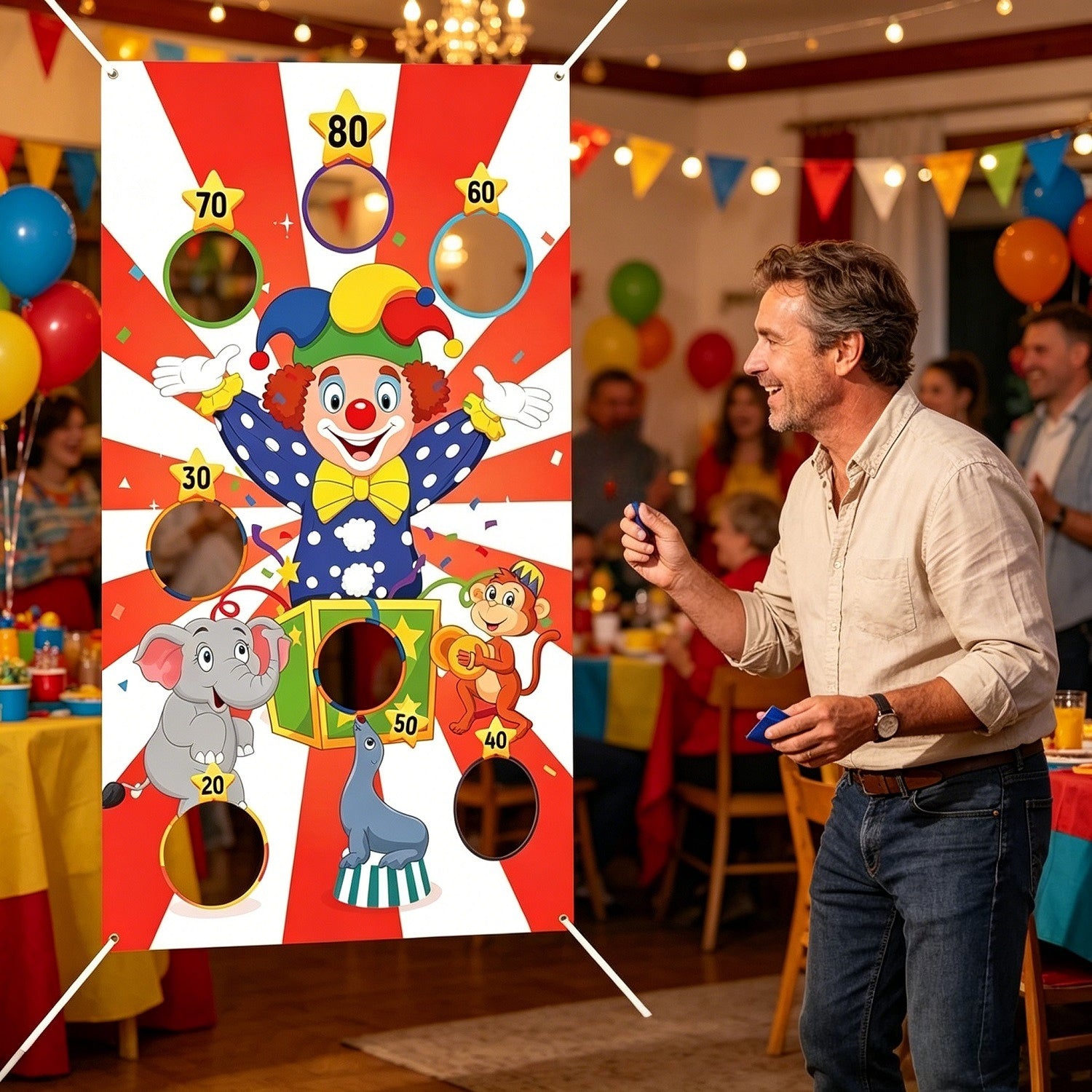 Jeu de lancer de fête avec banderole, sacs et corde 6 m