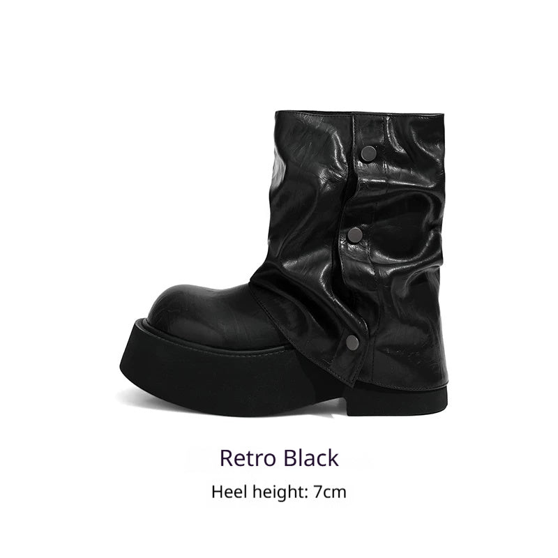 Bottines plateforme rétro style britannique, talon 7 cm